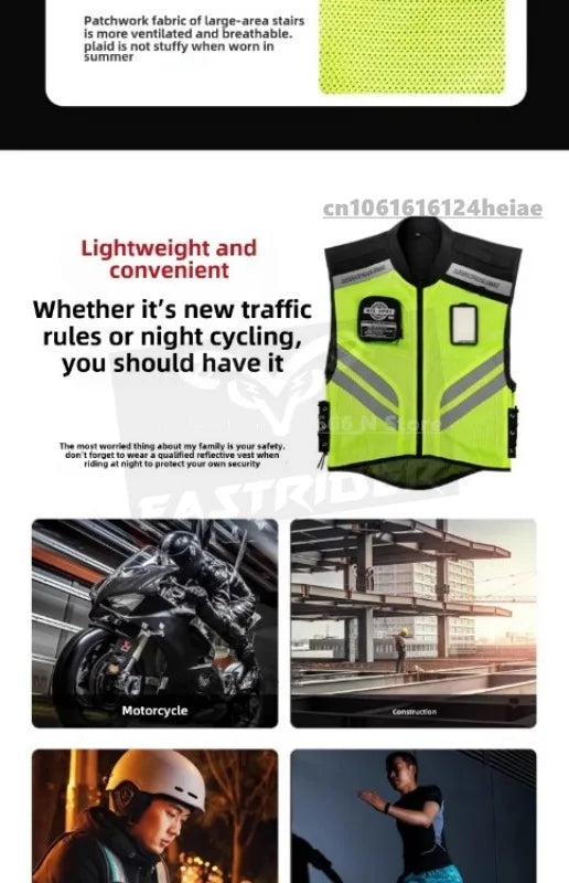 Motorcycle Safety Riding Suit Reflective Vest Motorcycle Cooling Vest Motorcycle Travel Night Fluorescent Breathable Biker Vest