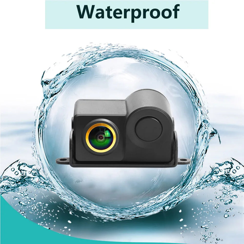 QMKJ HD 1080P Golden Lens Car Radar and Rear View Camera Rear Radar Sensor Early Warning Detector Car Rearview Vehicle Camera