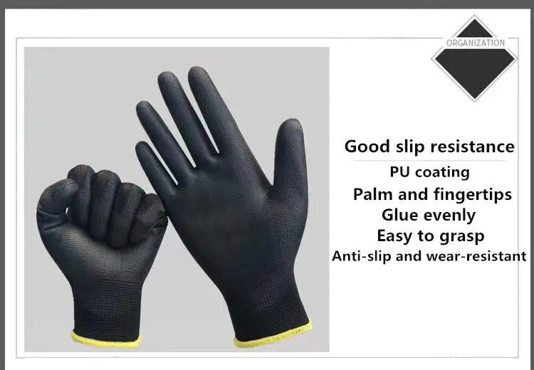 12 Pairs Protective Work Gloves Wear-resistant Non-slip Anti-static Gardening And Woodworking Machinery Safety Work Gloves
