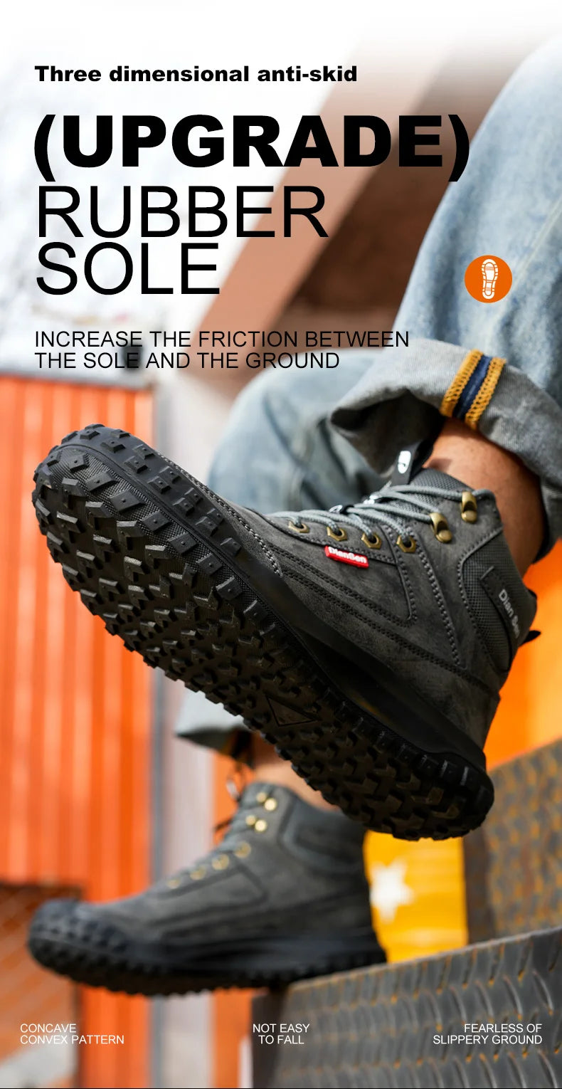 Men's Safety Work Boots Steel Toe Anti-smash Safety Shoes Wear-resisting Anti-Puncture Sole Fashionable Boots Forging Workshop