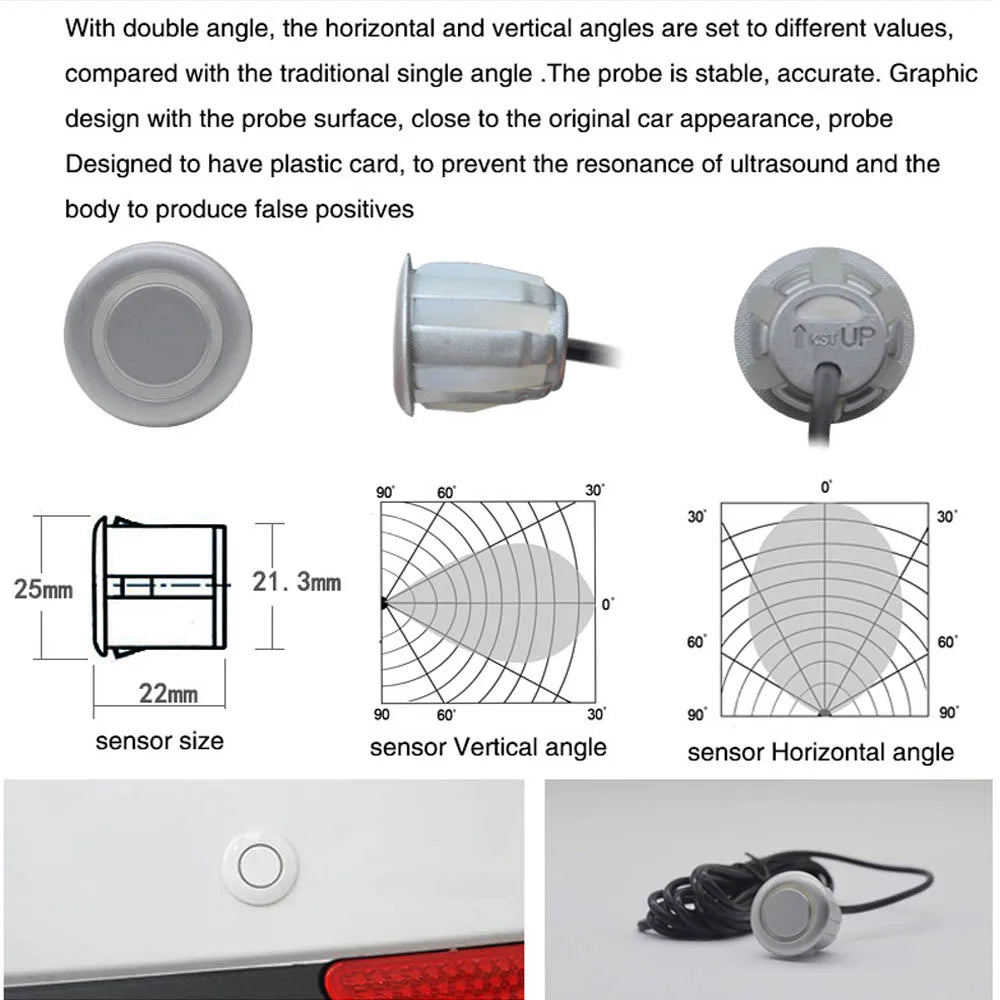 4 Parking Sensors System Backup Radar Reverse  for Car  Auto Vehicle Garage Parktronic Kit Distance Detection Buzzer Warn