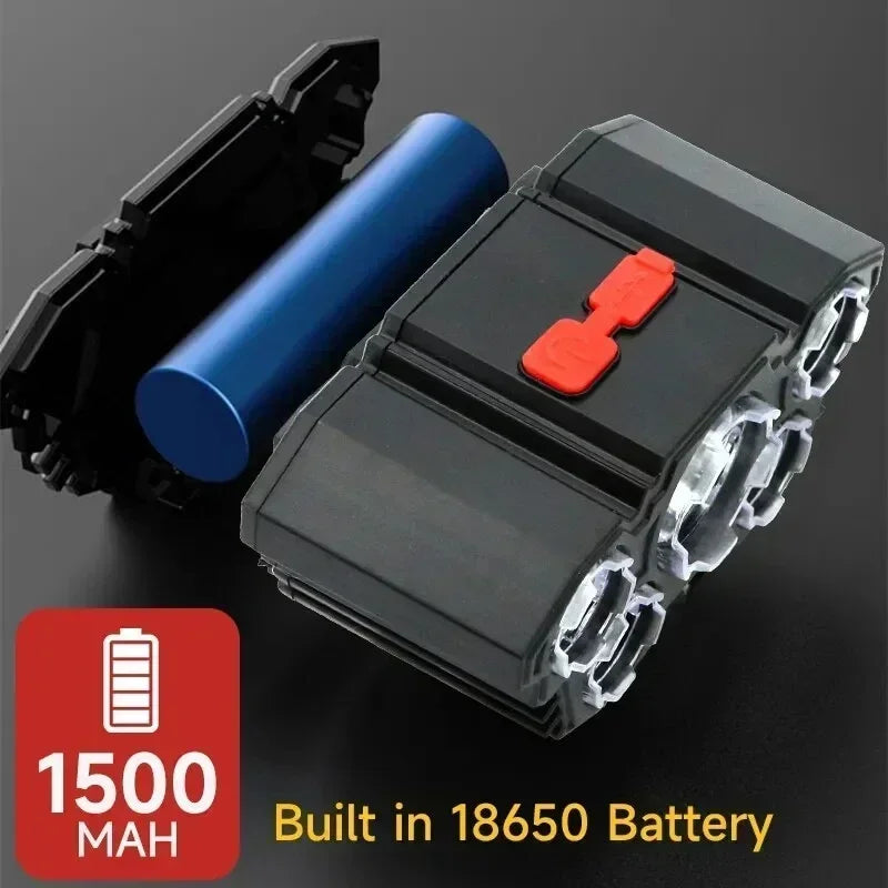 Powerful LED Flashlight Rechargeable with Built in Lithium Battery Strong Head Light Camping Adventure Fishing Cycling Headlamp
