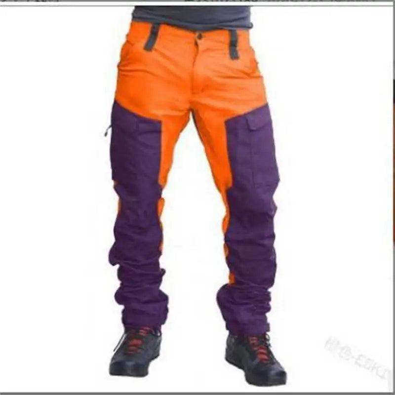 Men's Cargo Pants Outdoor Tactical Work Pants Military Sportswear Color Block Casual Joggers for Hiking Summer pants thin ﻿