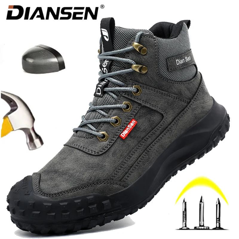 Men's Safety Work Boots Steel Toe Anti-smash Safety Shoes Wear-resisting Anti-Puncture Sole Fashionable Boots Forging Workshop