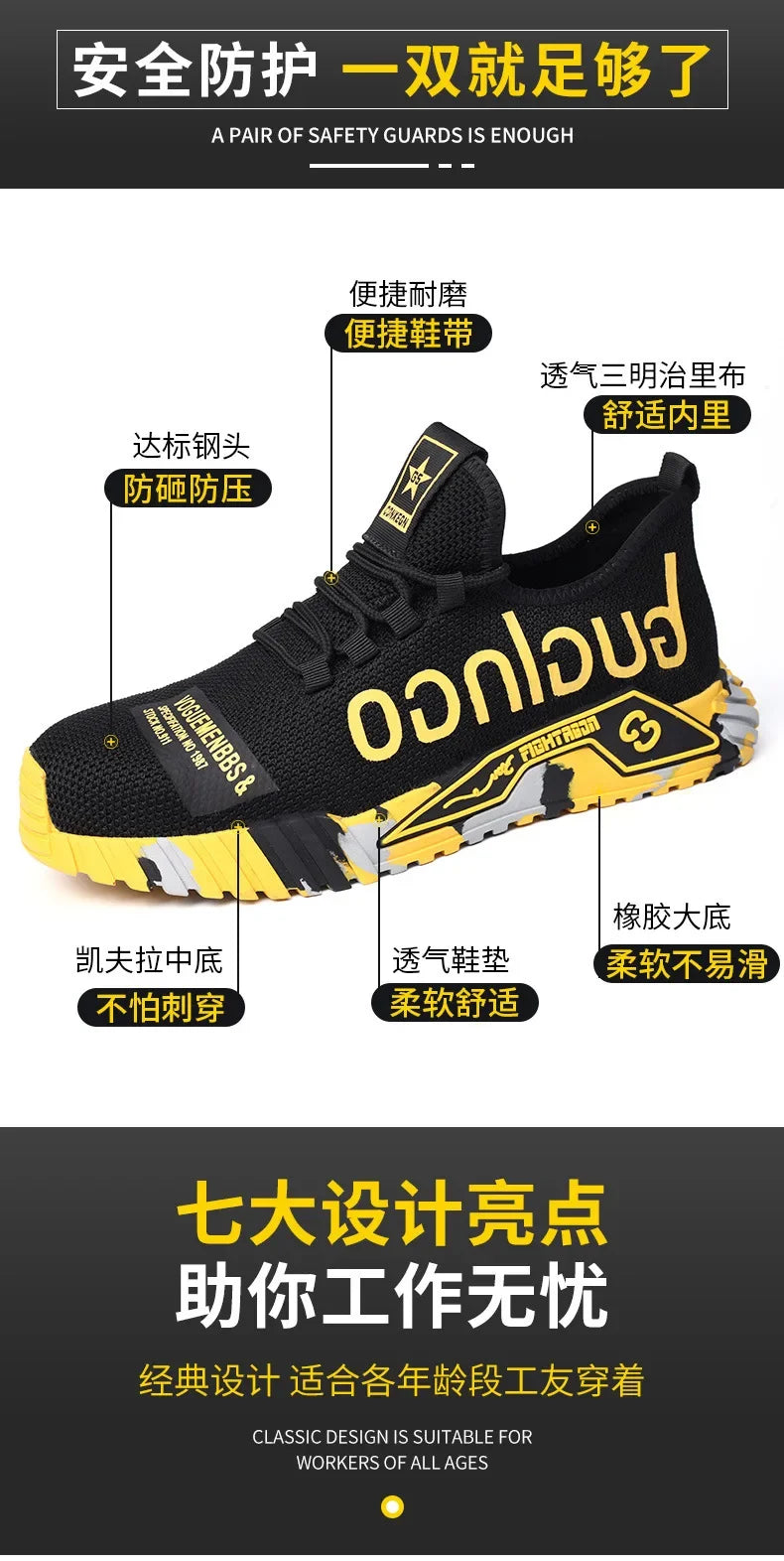 Ankle Boots Safety Shoes with Steel Toe Cap Work Sneakers Men Women Work Shoes Puncture-Proof Work Safety Boots Safety Footwear.