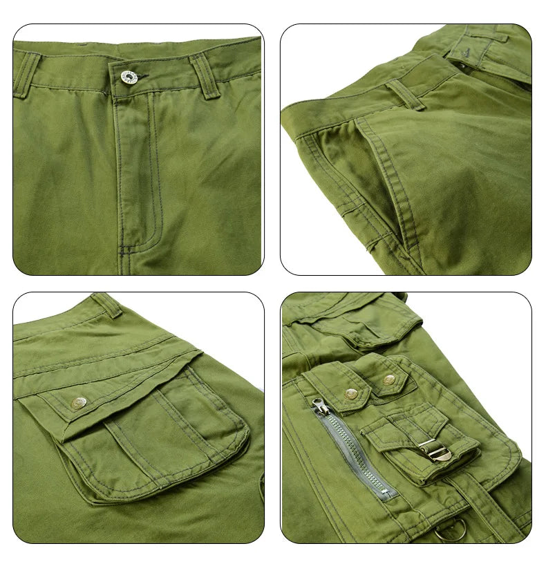 Men's Cargo Pants 100% Cotton Multi-Pocket Work Pants Loose Sports Solid Color Trousers for Men Windproof Wear Resistant Pant