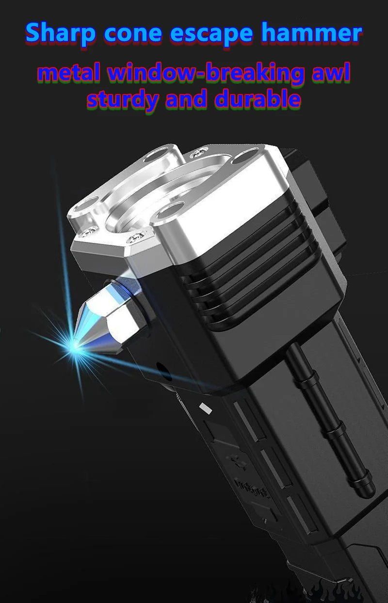 Led Flashlight with Safety Hammer Work Light Emergency Self-Rescue Broken Window Torch USB Rechargeable Tactical Light Lantern