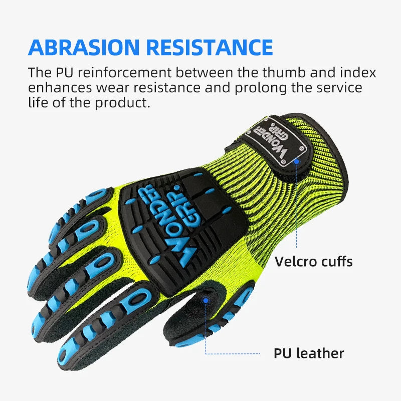 Wonder Grip Anti-Impact & Vibration Safety Work Gloves with PVC Knuckle & Fingers EVA & Nitrile Palm Coating Polyester Lining