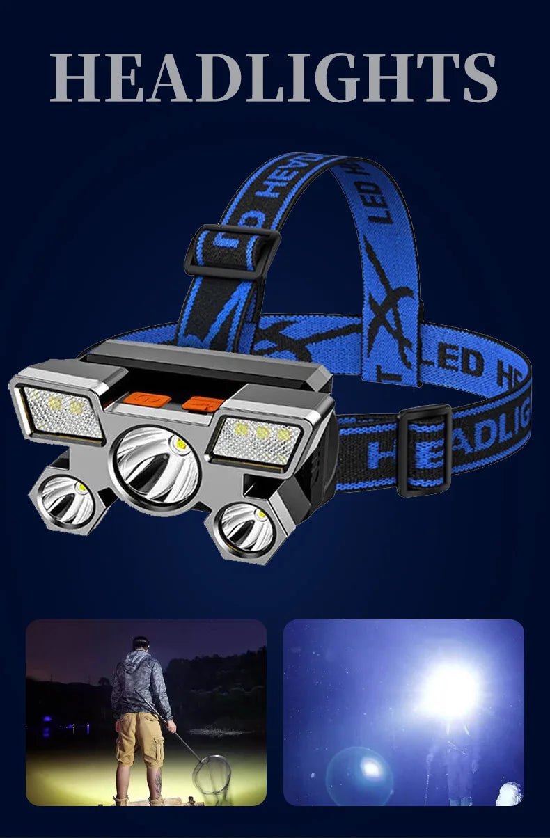 Powerful Rechargeable Head Flashlight for Fishing Led Headlamp Nitecore Camping Headlights Hunting Torch Hiking Front Lanterns