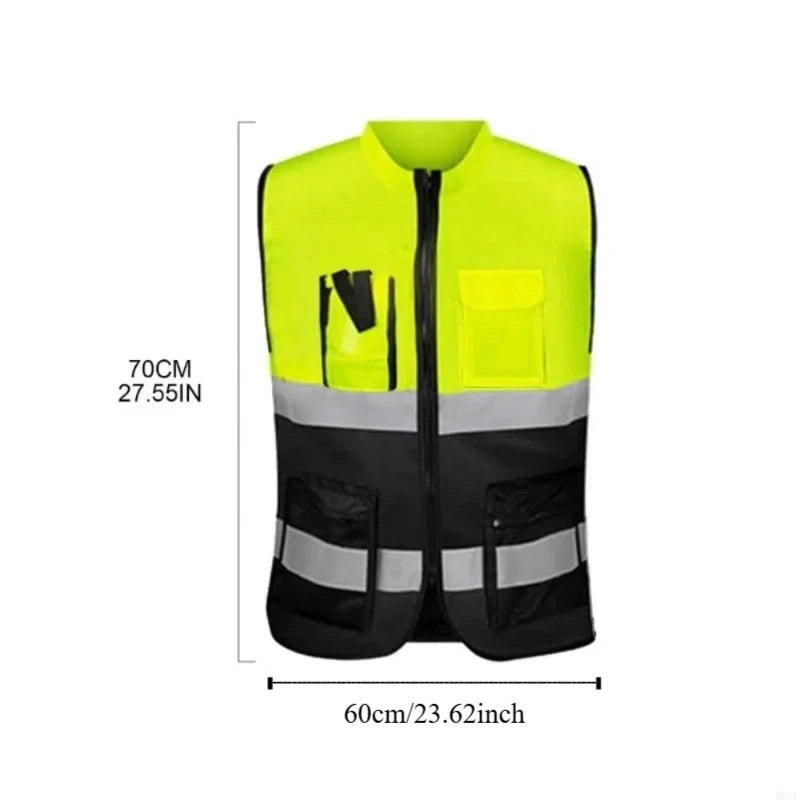 High Visibility Reflective Vest Warning One Size Outdoor Safety Clothing with Pocket Security Construction Clothes Sports