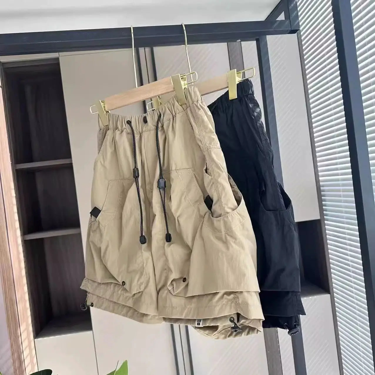 Cargo Shorts Men's Summer Loose Straight Casual Knee Length Pants Vintage Drawstring Running Sweatpants for Men Trend Streetwear