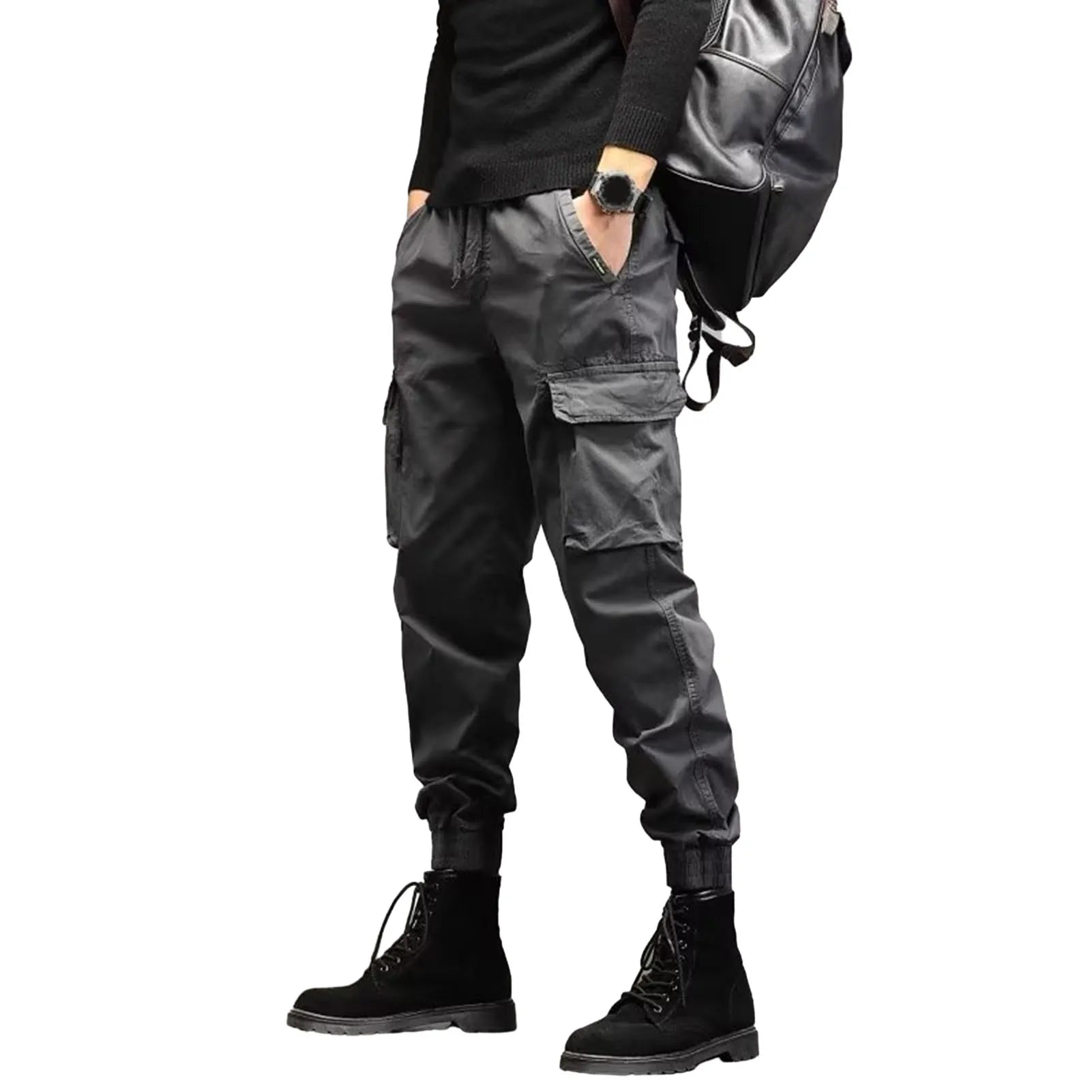 Cargo Pants for Mens Elastic Casual Trousers Zipper Multi Pocket Joggers Male Trousers Work Pants Jogging Pants