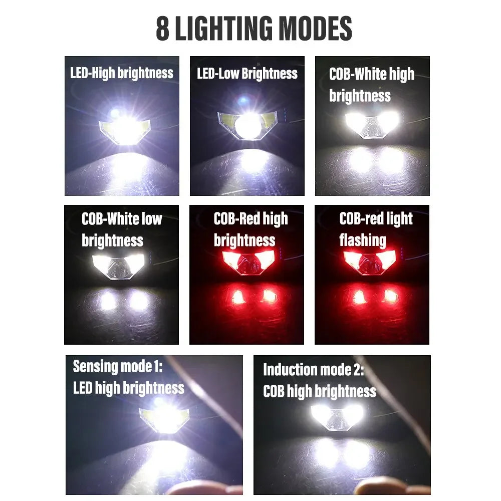 Powerful 5 LED Headlamp USB Rechargeable Headlamp Fishing Head Flashlight Waterproof Hunting Camping Outdoor Run Hiking Light