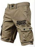 Men's Cargo Shorts featuring AWGR print equipped with multifunctional utility pockets Crafted from non-stretch fabric with a zip