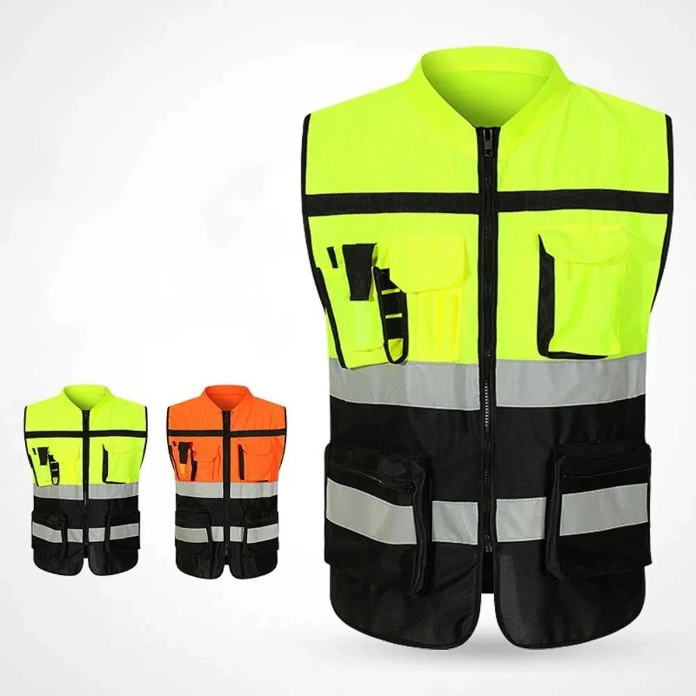 High Visibility Reflective Vest Warning One Size Outdoor Safety Clothing with Pocket Security Construction Clothes Sports