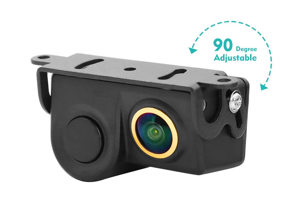 QMKJ HD 1080P Golden Lens Car Radar and Rear View Camera Rear Radar Sensor Early Warning Detector Car Rearview Vehicle Camera