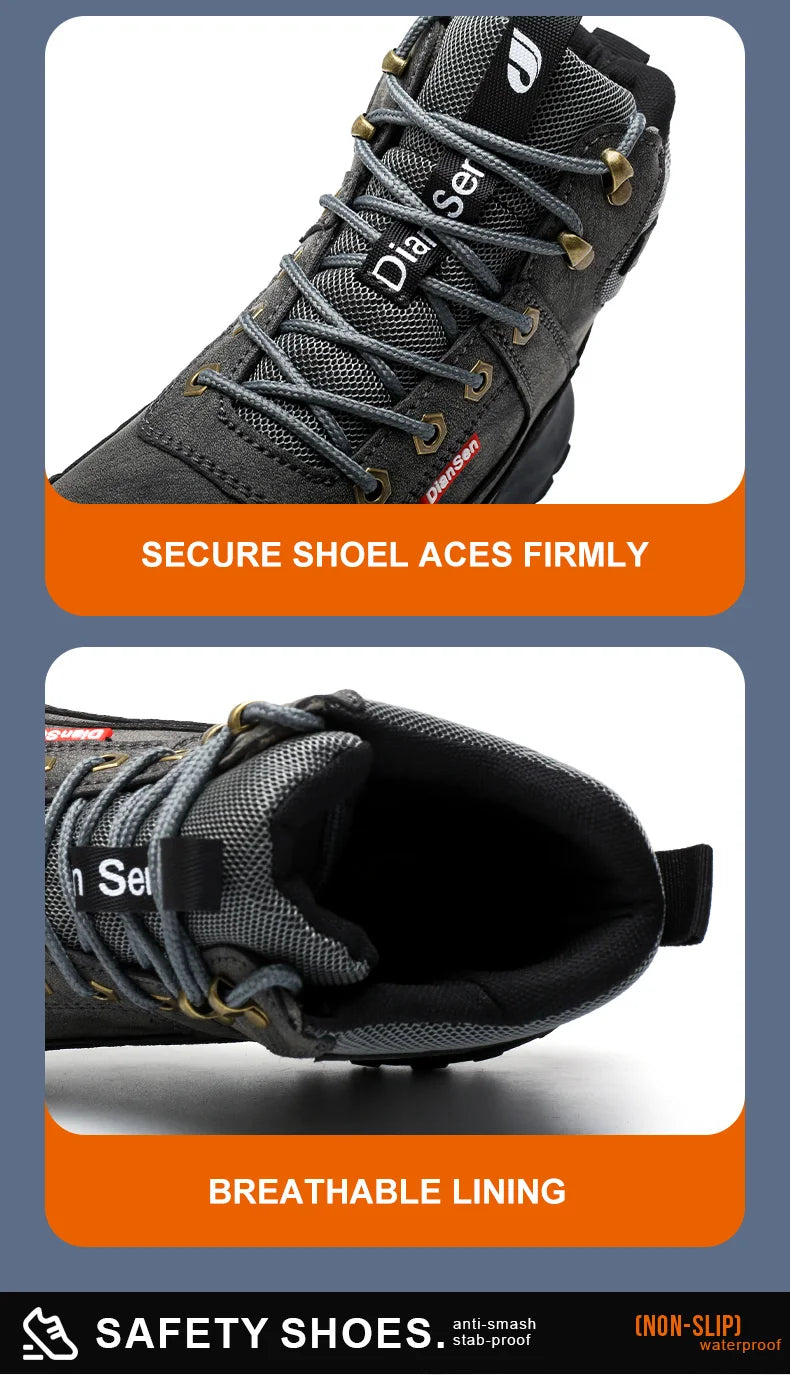 Men's Safety Work Boots Steel Toe Anti-smash Safety Shoes Wear-resisting Anti-Puncture Sole Fashionable Boots Forging Workshop