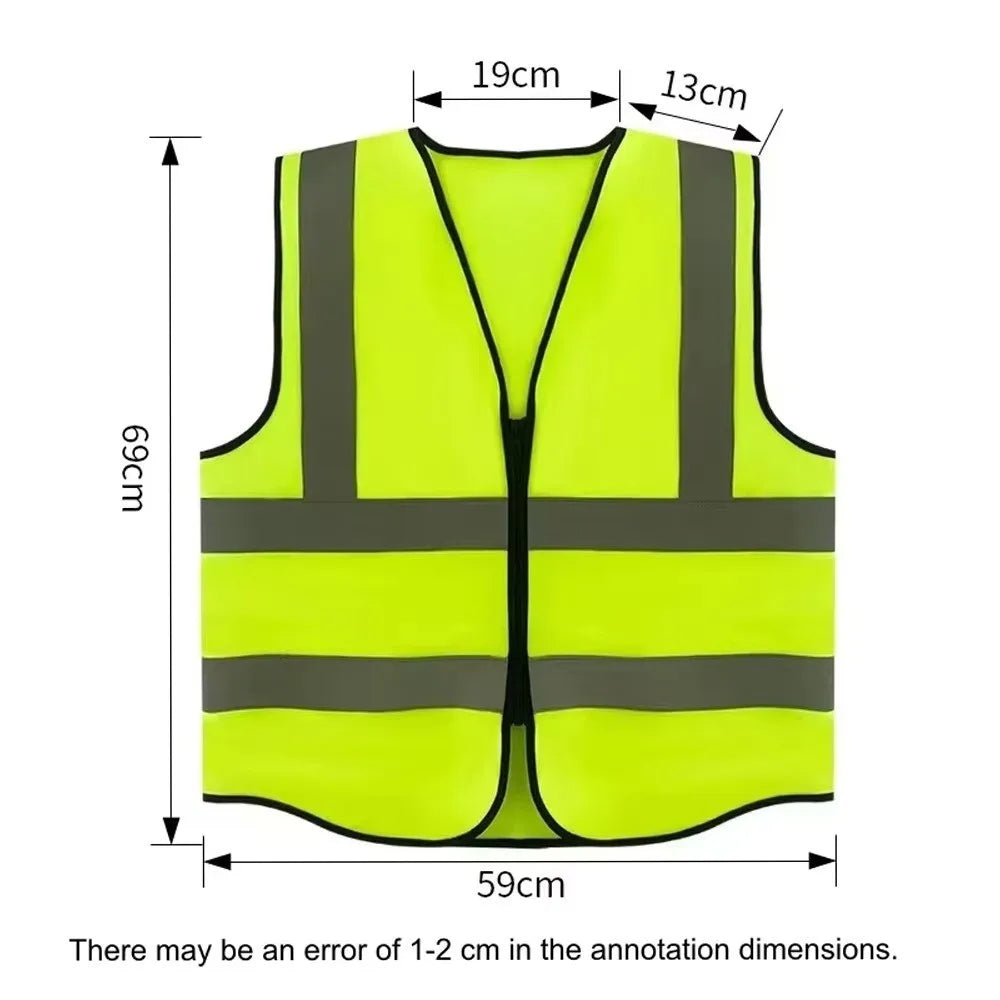 Durable High Visibility Safety Vest Front Reflective Strips Zipper Workwear Uniforms Security Guard Vest Warehouse