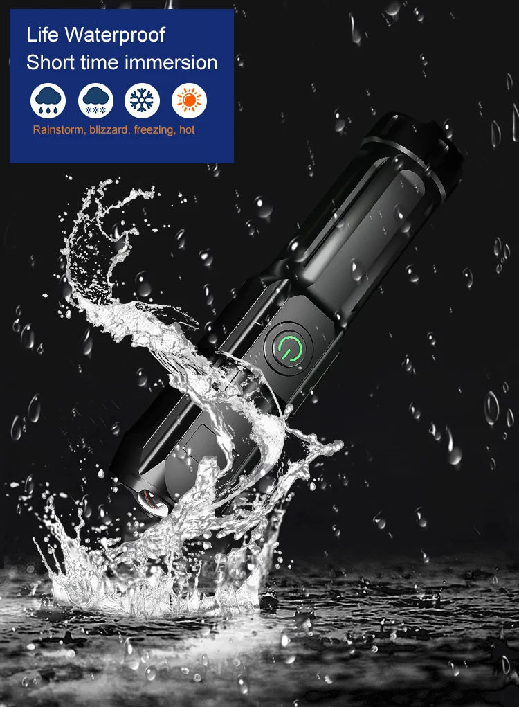 LED Flashlight Strong Light Rechargeable Waterproof Multi Functional Light For Outdoor Camping Fishing Work Lighting Flashlight