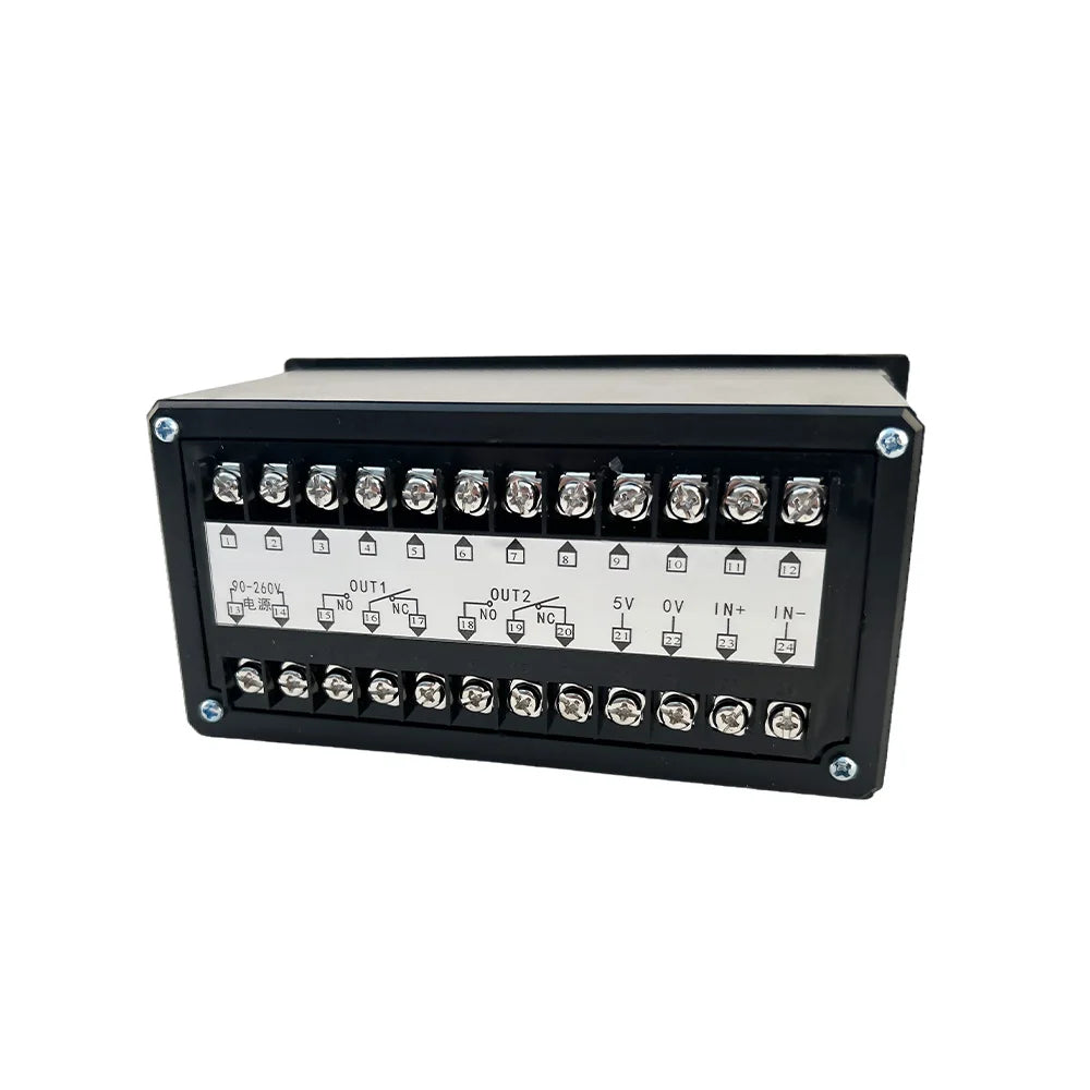 Industrial Force Measuring Indicator, 5V Sensor Supply + IN+/IN- Input, OUT1/OUT2 Relay Alarms, Dual Display 2 Relay Outputs,
