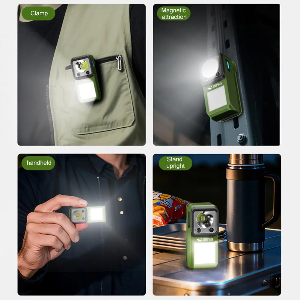 LED Magnetic Clamp Flashlight Outdoors Ultra-long-lasting Lighting Work Emergenc Lamp Clip-on Rechargeable Camping Hiking Light