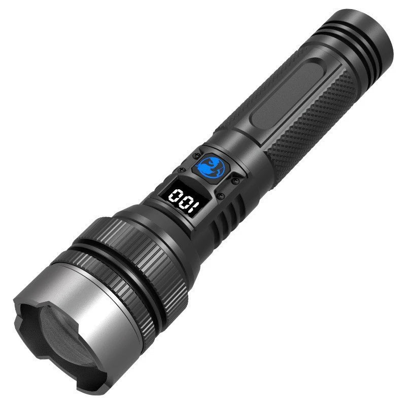 LED Display Laser Flashlight Super Bright Type-C Rechargeable IPX8 Waterproof Long Lasting Camping Emergency Flashlight