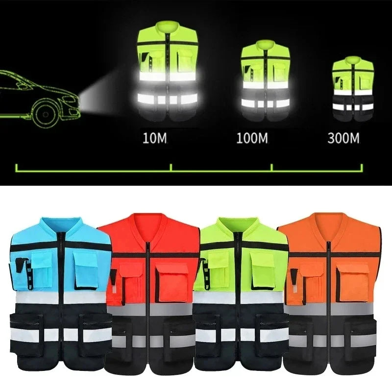 Custom Logo Safety Vest Hi Vis Vest Multi Pocket Construction Workwera ANSI Class 2 Standard Safety Volunteer Uniform