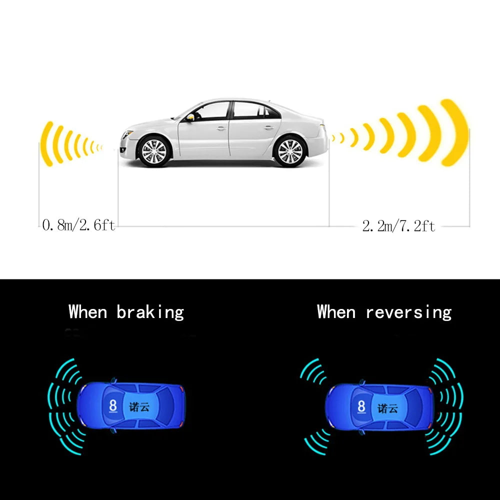 Vehicle Car 8 Parking Sensors System Reverse Backup Radar Front and Rear Assistant Kit Parktronic Auto Distance Detection Beep