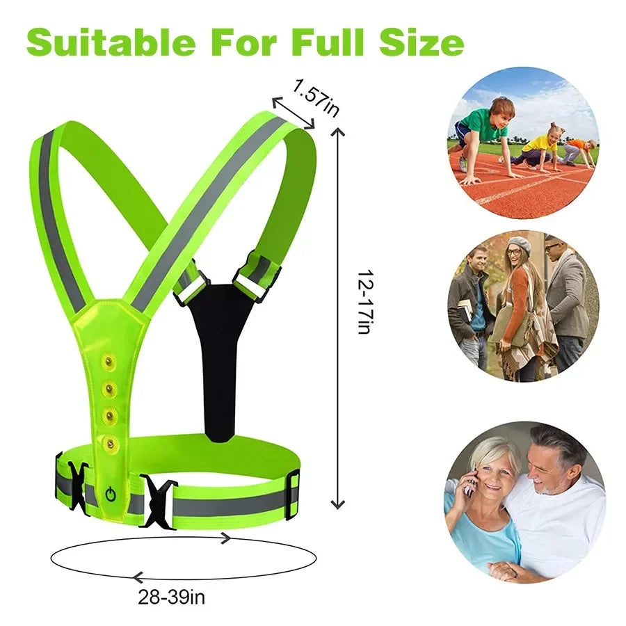 Adjustable Lightweight Safety Vest for Night Walking Running Cycling - Outdoor High Visibility Gear with Safety Straps