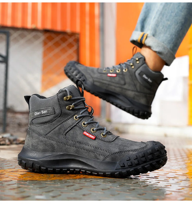 Men's Safety Work Boots Steel Toe Anti-smash Safety Shoes Wear-resisting Anti-Puncture Sole Fashionable Boots Forging Workshop