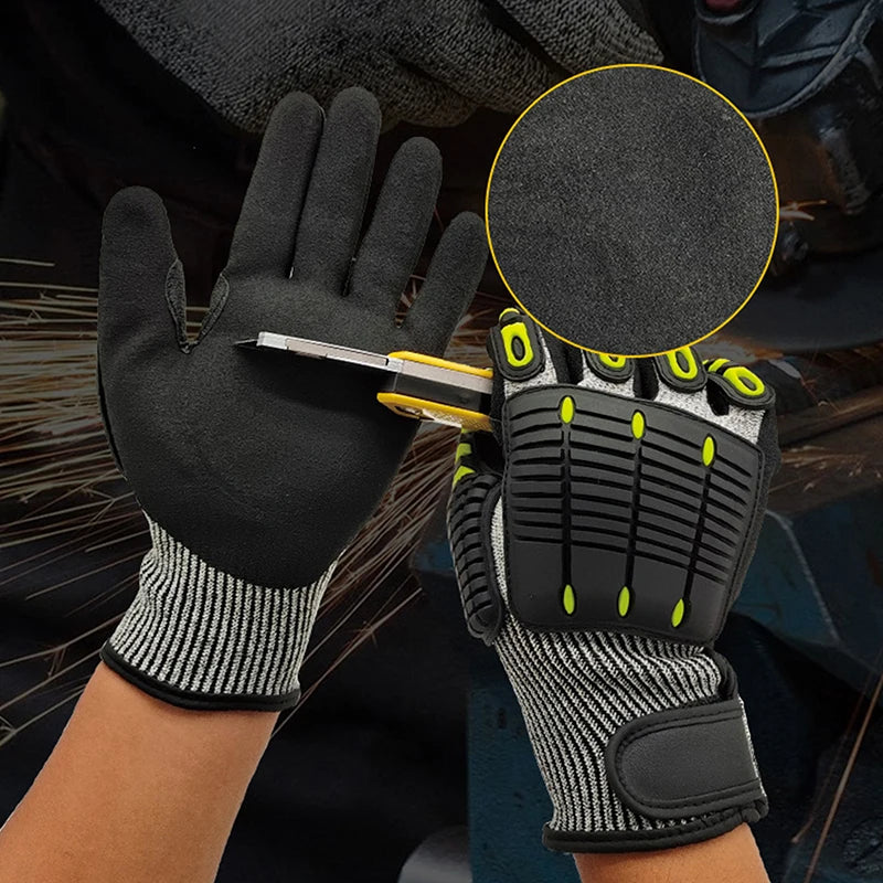 Safety Anti Vibration Safety Work Gloves Wear-resistant And Cut-resistant Mechanics Protective Work Gloves