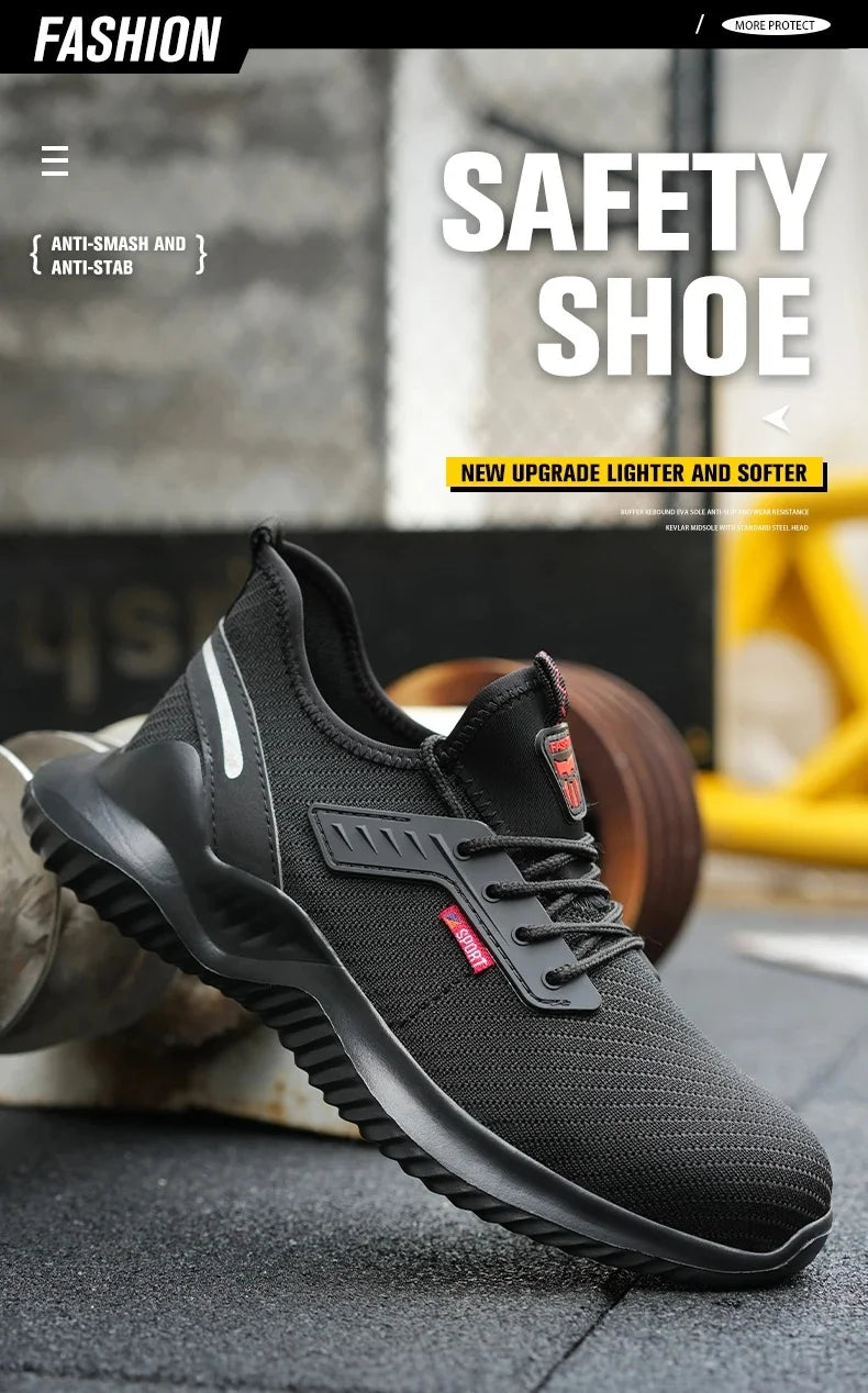 Men's Steel Toe Safety Boots Anti Smashing Work Shoes Safety Shoes Men's Work Anti Smashing Anti Slip Protection Safety Shoes