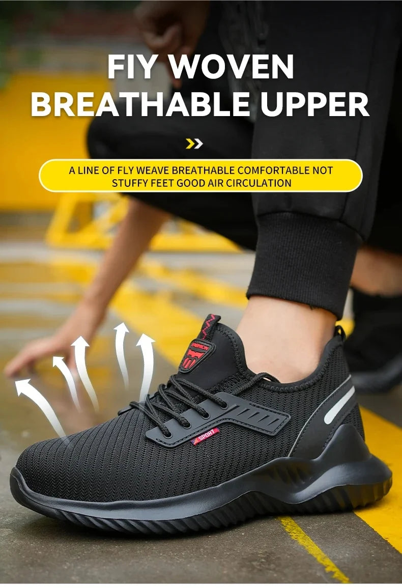 Men's Steel Toe Safety Boots Anti Smashing Work Shoes Safety Shoes Men's Work Anti Smashing Anti Slip Protection Safety Shoes