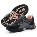 Safety Shoes for Women,Lightweight Non Slip Work Shoes,Air Cushion Safety Sneakers for Work and Daily Wear Black/Pink