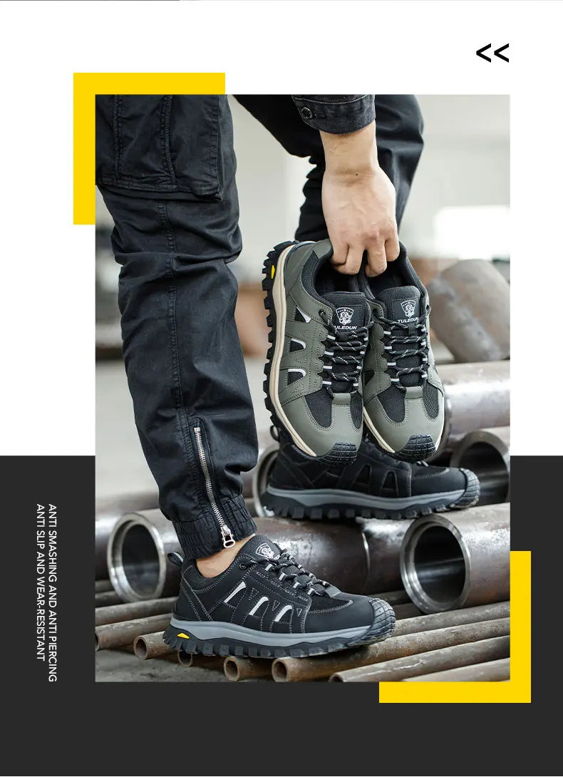 Steel Toe Safety Shoes Men Work Safety Boots Lightweight Breathable Comfortable Sneakers Men Boots Slip-resistant shoes