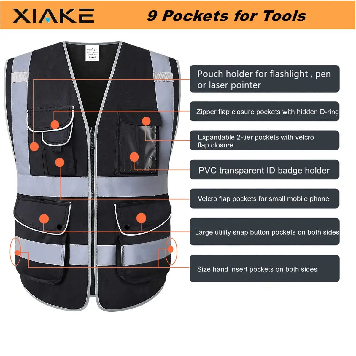 High Visibility Signal Vest Work Safety Jacket Reflective Safety Vest To Work For Men Luminous Vest Fluorescent