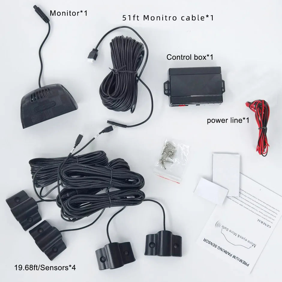 24V Parking Sensor 4 Kit Truck Parktronic Reversing Backup Radar Display For Van Rv Lorry Trailer Detector Voice Beep Alarm Bus