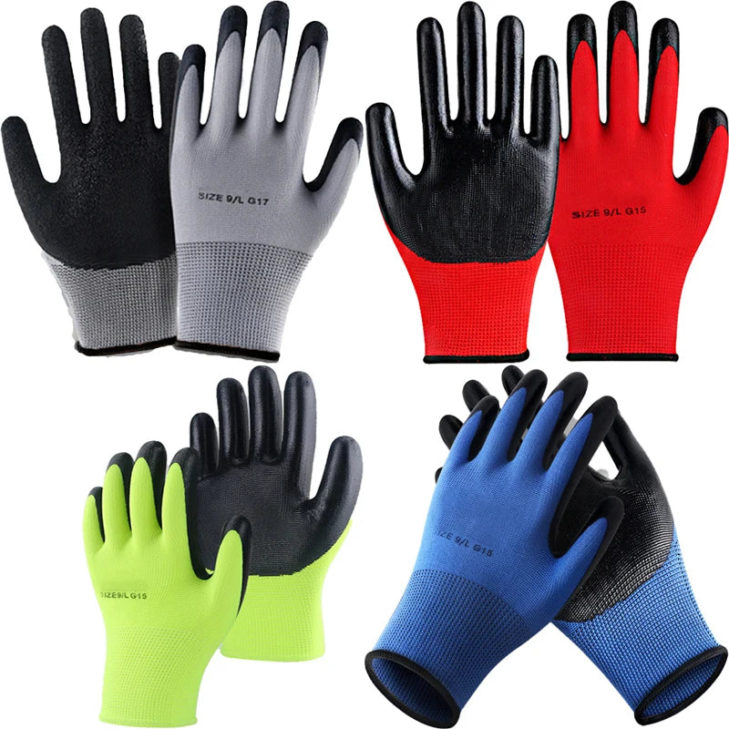 1/3/5/10/12/24 pairs of safety work gloves, used for construction,  transport，warehouse, gardening, and landscape work