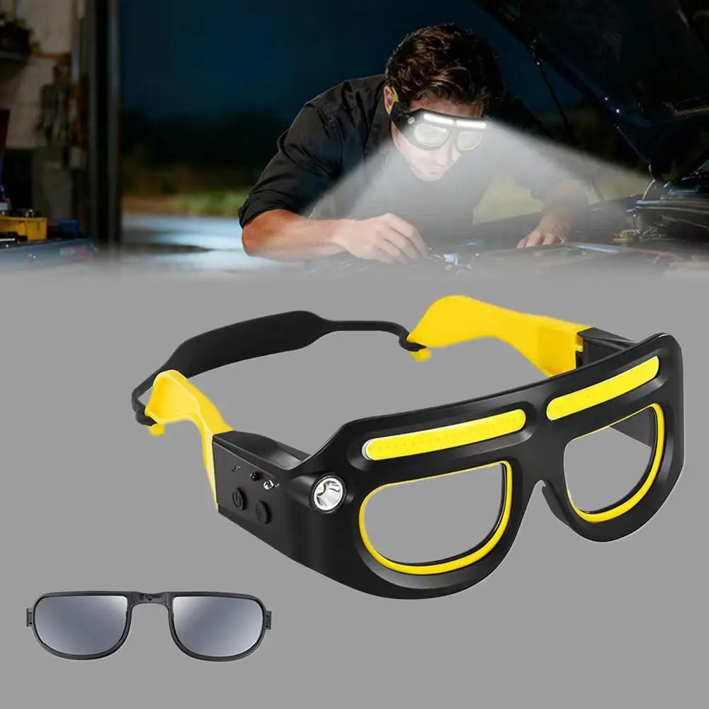 Headlamp With 2 Lens,Rechargeable LED Safety Glasses Headlights ,Detachable Sunglasses,Headlamp For Working,Riding,Night Fishing