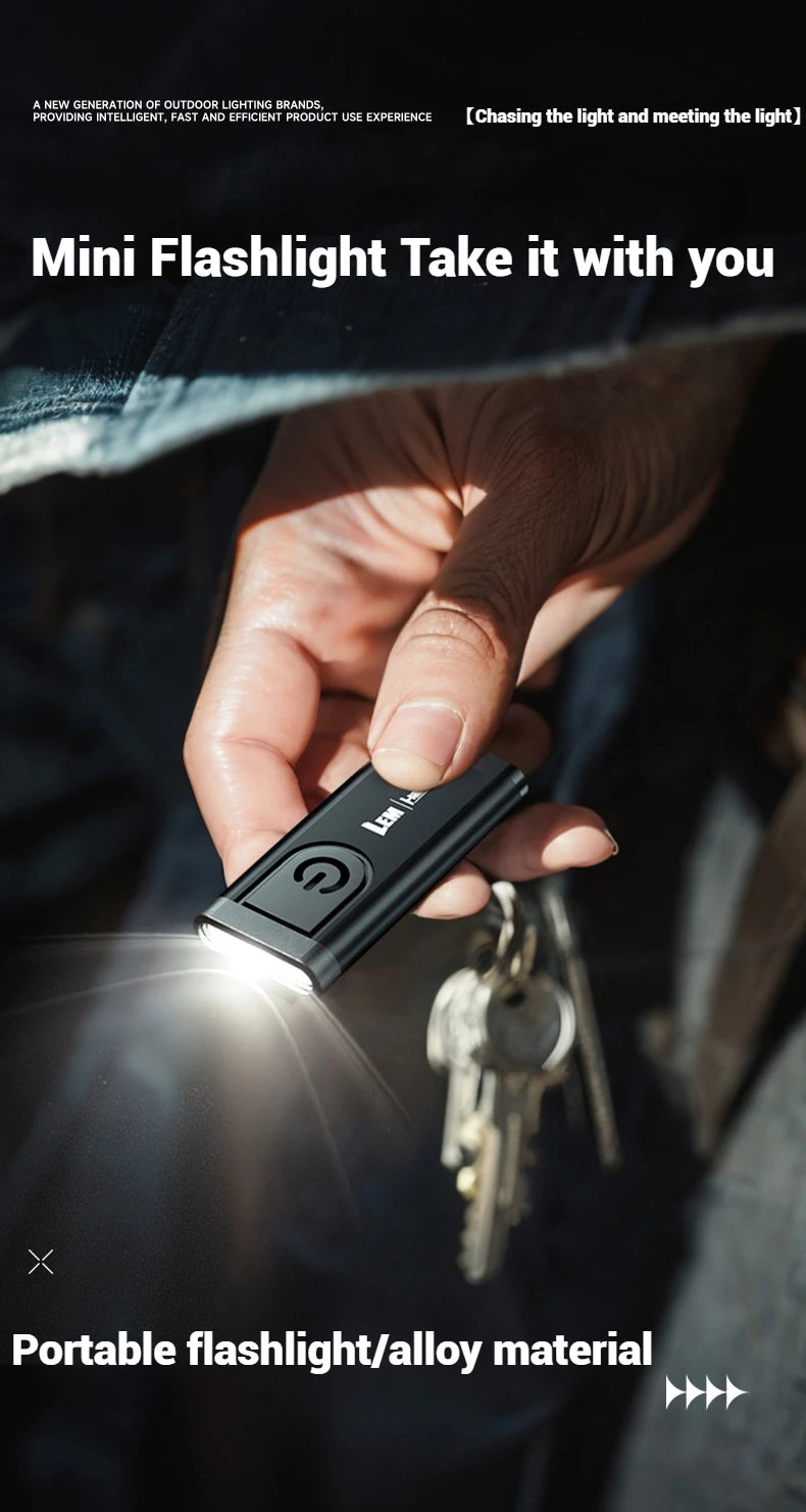 LEM LED Flashlight Outdoor Multi-use Portable Rechargeable Lightweight 70LM 5W 4 Modes with keychain Clamp White Lights Lamp 19g
