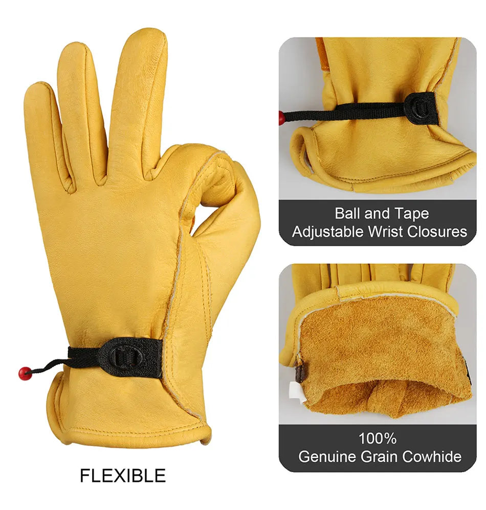 1 Pair Work Gloves Welding Working Gloves Cowhide Leather Palm Safety Protective Garden Mechanical Repaire Gloves Wear-resisting