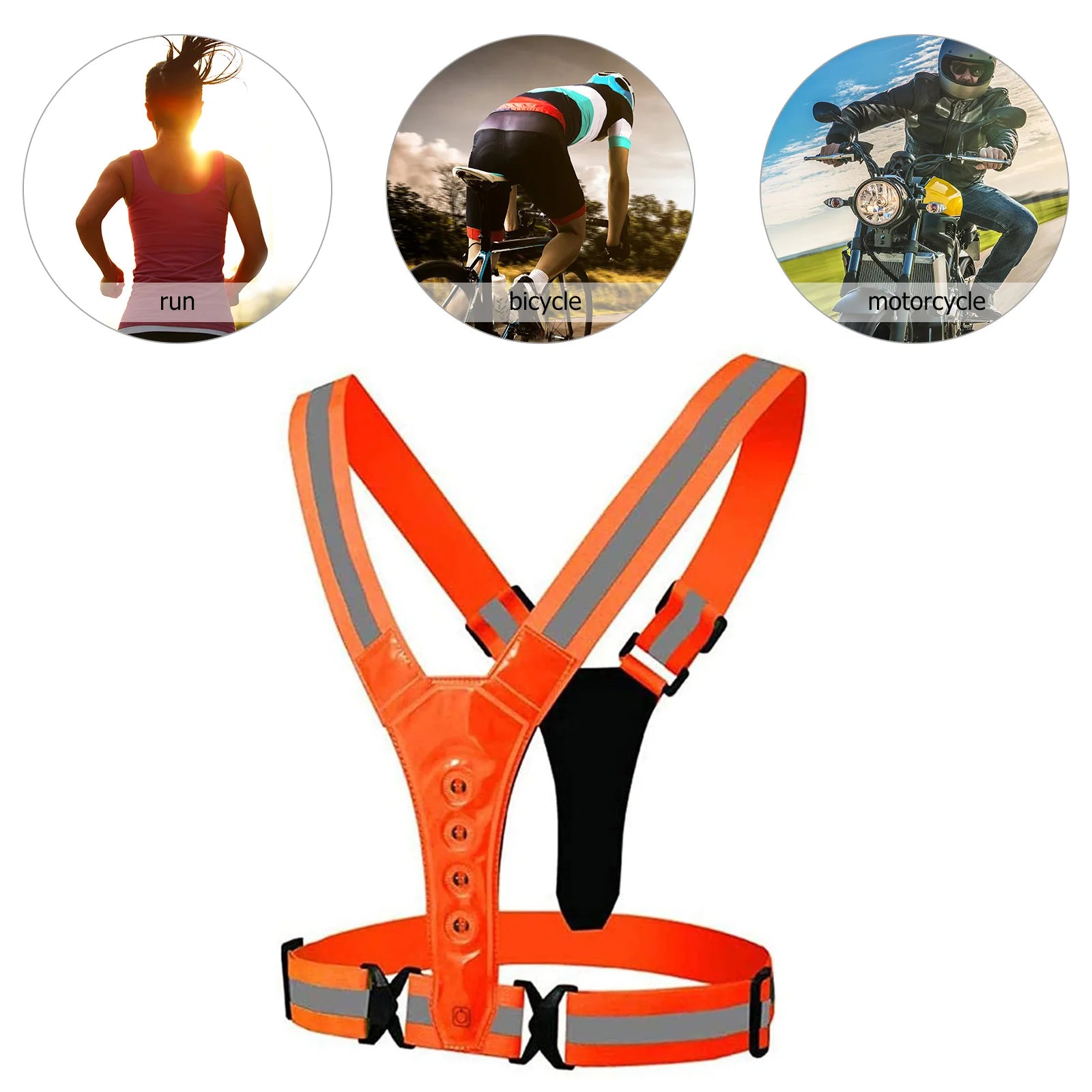 LED Reflective Running Vest Adjustable Elastic Flashing LED High Visibility Reflective Vest Cycling Security Vest for Running an