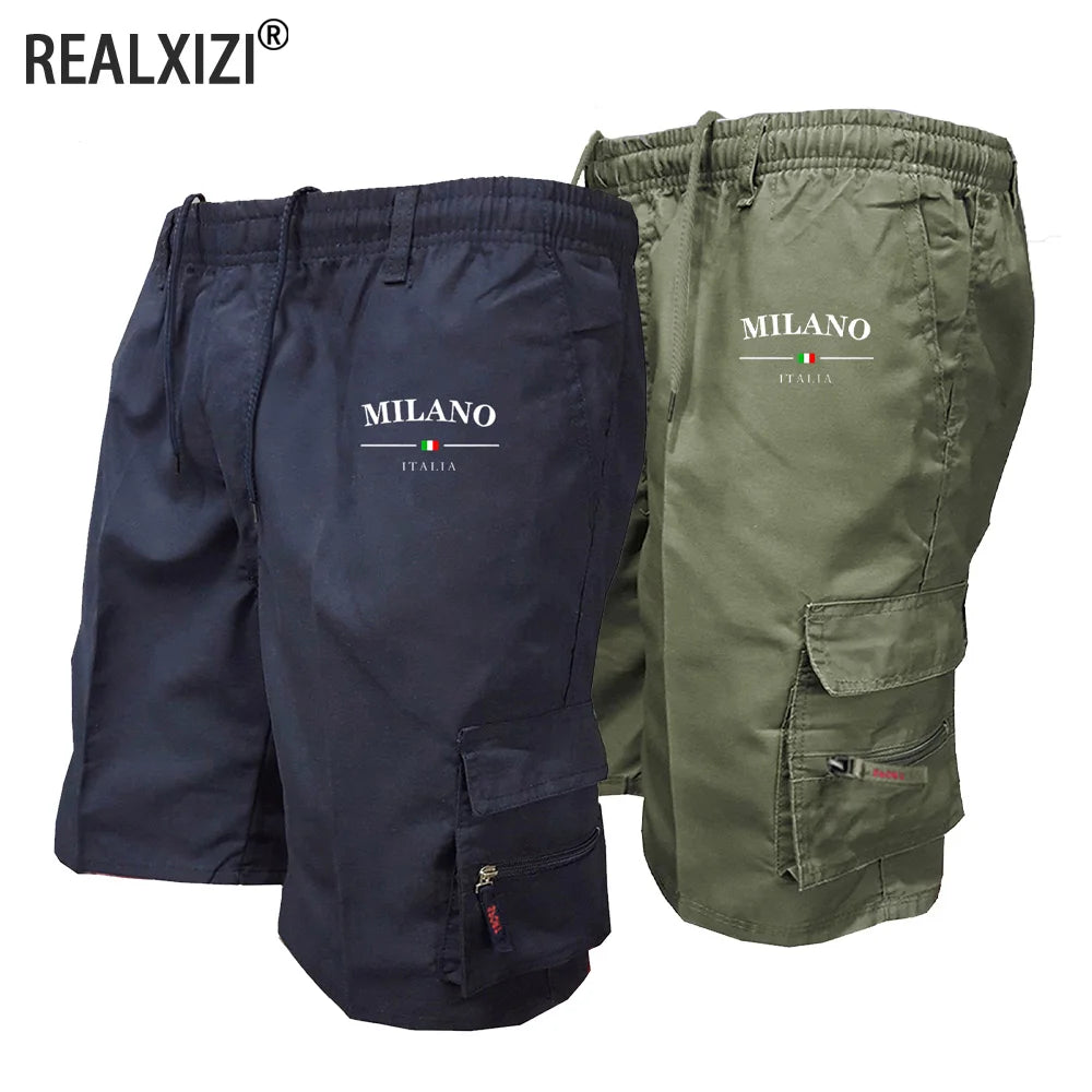 Men's Cargo Shorts Summer Outdoor Sports Jogging Print Short Pants Multi Pocket Casual Utility Big Size Breathable Shorts
