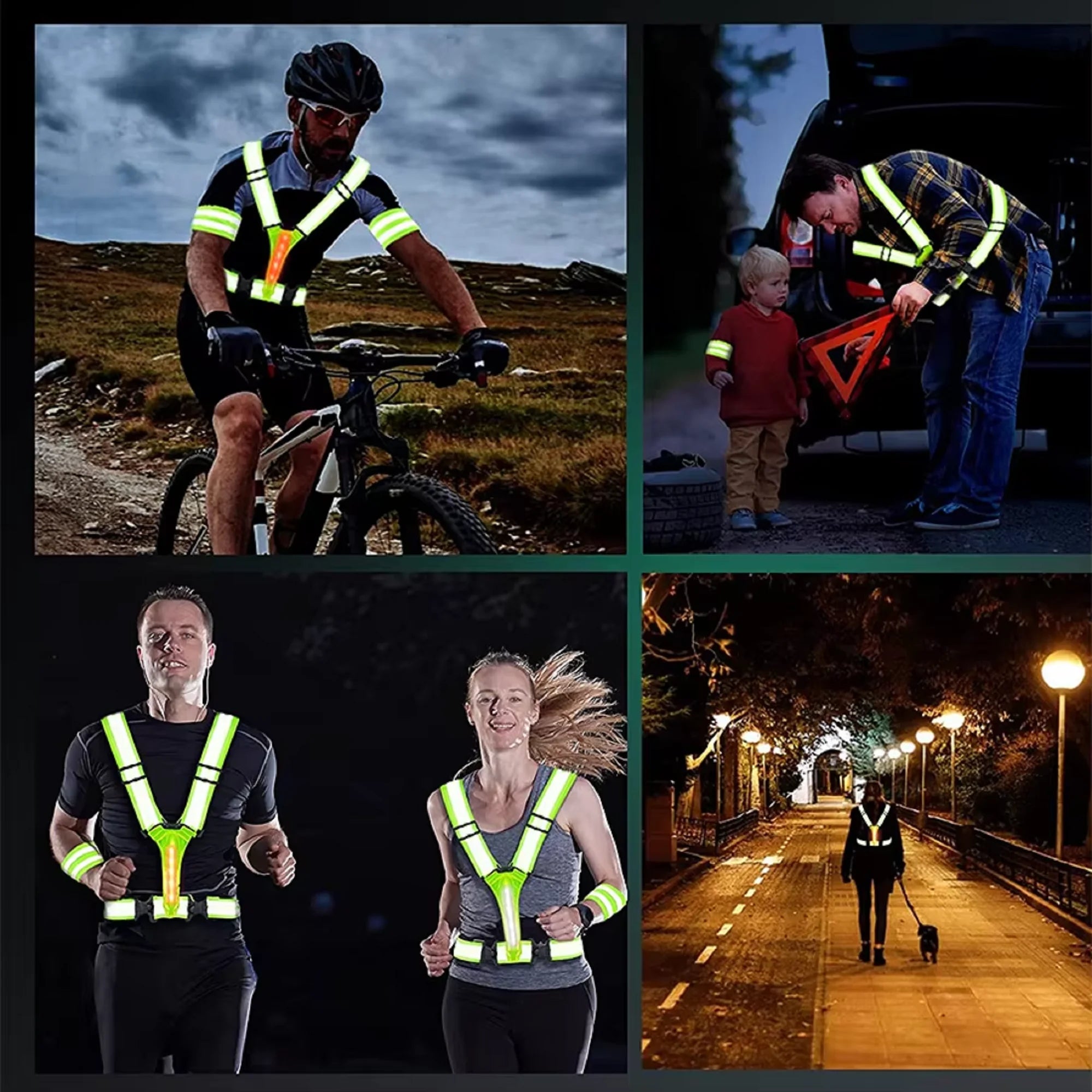 Adjustable Lightweight Safety Vest for Night Walking Running Cycling - Outdoor High Visibility Gear with Safety Straps