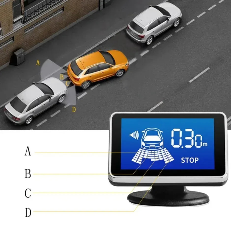 4 Parking Sensors System Backup Radar Reverse  for Car  Auto Vehicle Garage Parktronic Kit Distance Detection Buzzer Warn