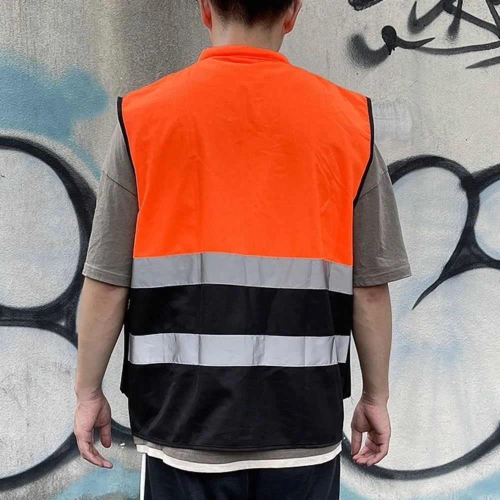 High Visibility Reflective Vest Warning One Size Outdoor Safety Clothing with Pocket Security Construction Clothes Sports