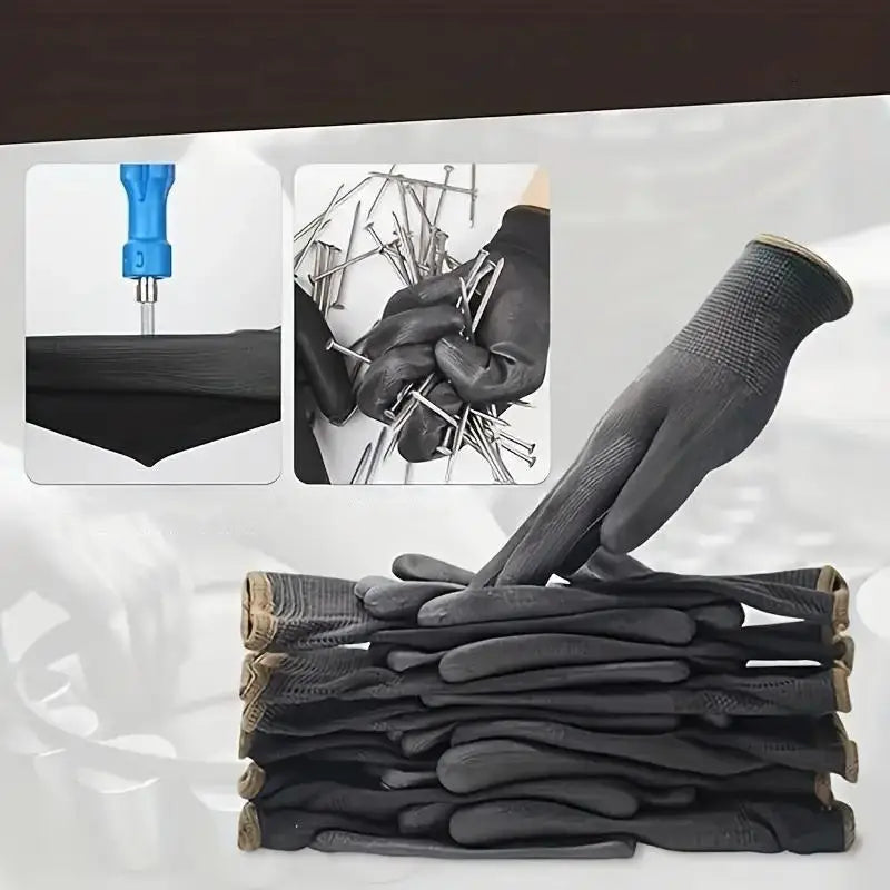 12 Pairs Protective Work Gloves Wear-resistant Non-slip Anti-static Gardening And Woodworking Machinery Safety Work Gloves