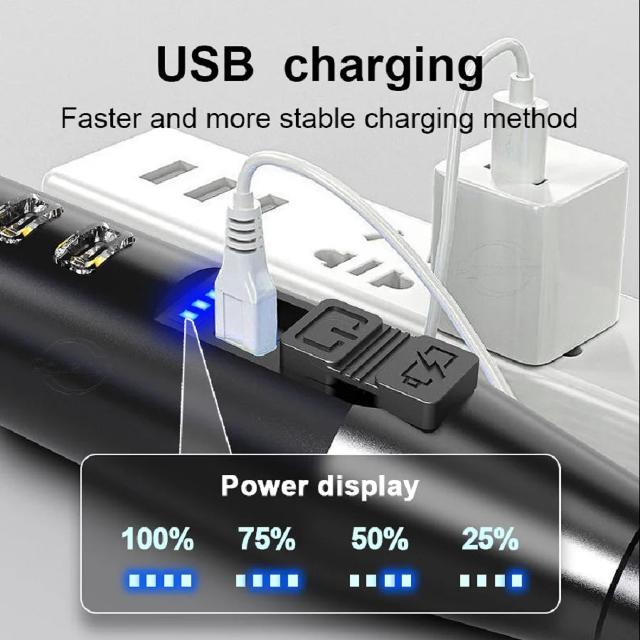 Super Powerful LED Flashlight 18650 Rechargeable Self Defense Flash Light Built-in Battery High Power Torch Tactical Hand Lamps