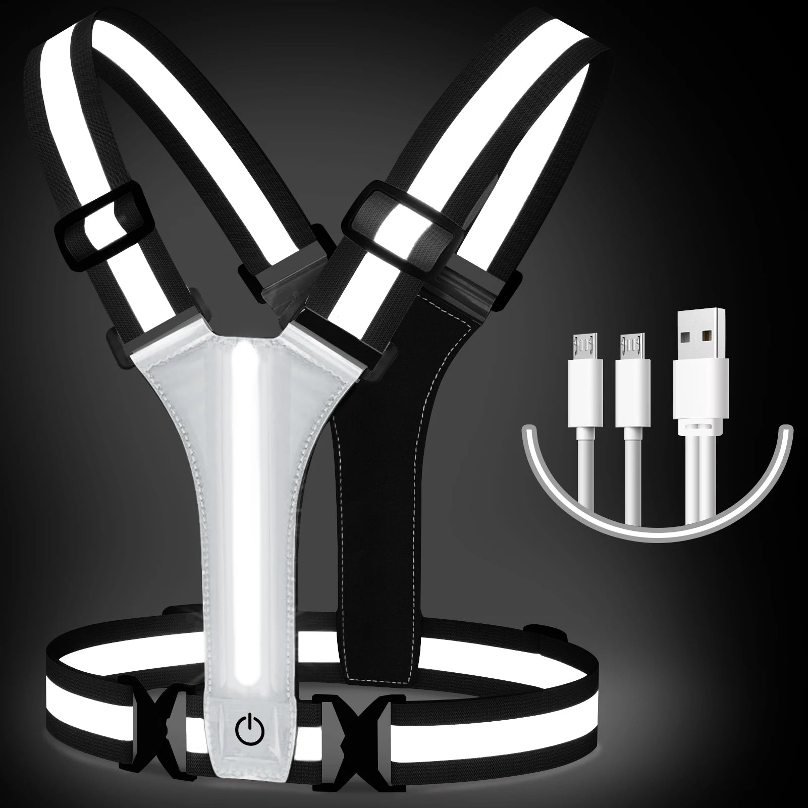LED Reflective Vest Running Gear USB Rechargeable LED Light Up Vest High Visibility Running Lights for Jogging Running Walking