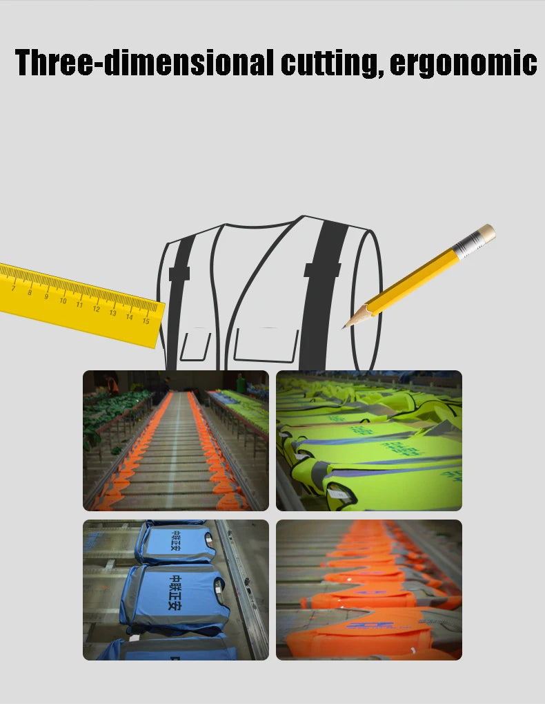 High Visibility Reflective Safety Vest Zipper Front Vest With Reflective Strips Construction Workwear Safety Reflective Vest
